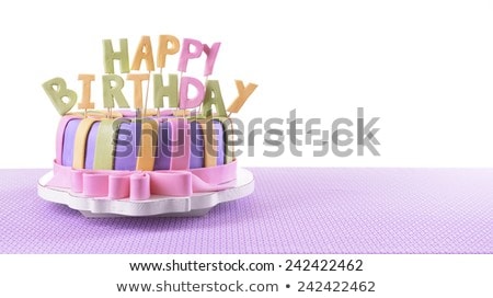 Zdjęcia stock: Cake And Birthday Decorations On Wooden Table