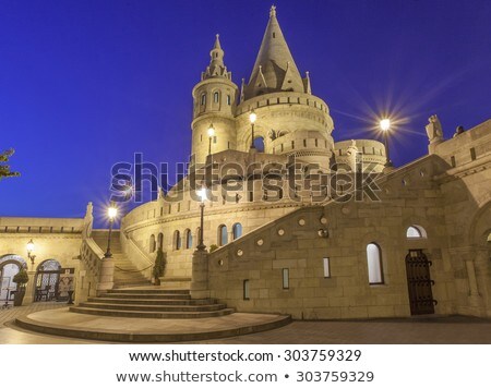 Stock photo: Fishermans Bastion In Budapest Hungary At Night