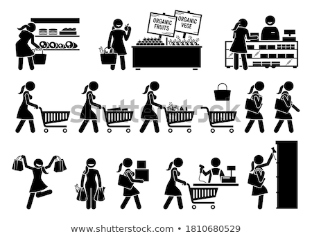 Marketplace With Vegetable And Fruit Shop Vector ストックフォト © Leremy