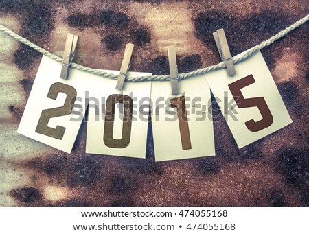 2015 Concept Pinned Stamped Cards On Twine Theme Foto d'archivio © enterlinedesign