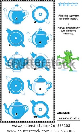 Visual Math Puzzle - Find The Top View For Each Teapot Imagine de stoc © ratselmeister