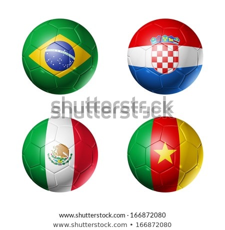 Brazil 2014 Soccer Ball On Brazilian Flag Stok fotoğraf © Daboost