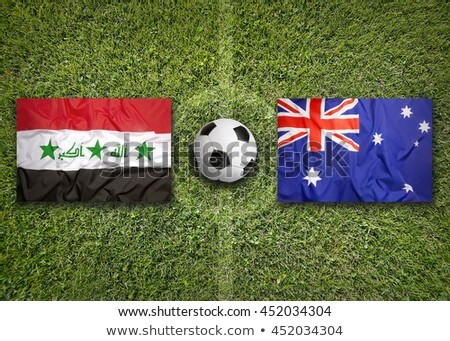 Australia Vs Iraq Flags On Soccer Field Stok fotoğraf © kb-photodesign