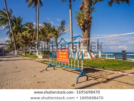 Stockfoto: Corona Virus Threat Closes Beaches And Public Places In Many Countries The Inscription Prevention O