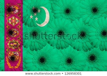 Stylized National Flag Of Turkmenistan With Gerbera Flowers [[stock_photo]] © vepar5