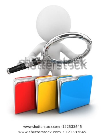 3d White People With Magnifying Glass Examines Files Imagine de stoc © 3dmask