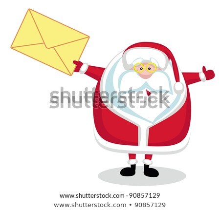 Santa Claus Holding Envelopes And Christmas Bell Сток-фото © vadimmmus