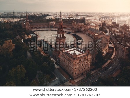 Stock foto: Aerial View Of Plaza De Espana In Seville Spain