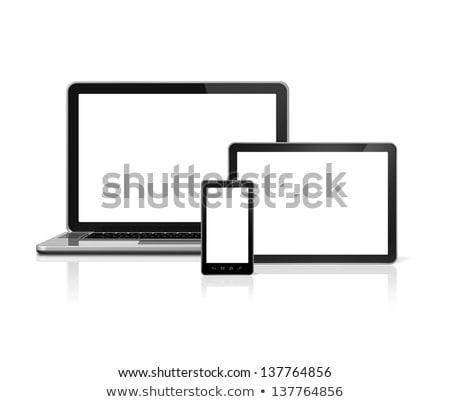 ストックフォト: White Tablet Pc Set Isolated On White Reflective Background