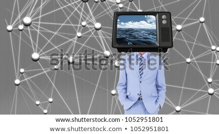 Imagine de stoc: Digital Composite Image Of Tv On Businessmans Head