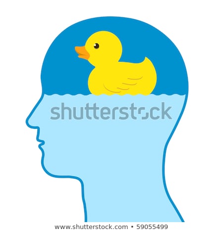 Сток-фото: Male Human Thinking Of A Toy Rubber Duck