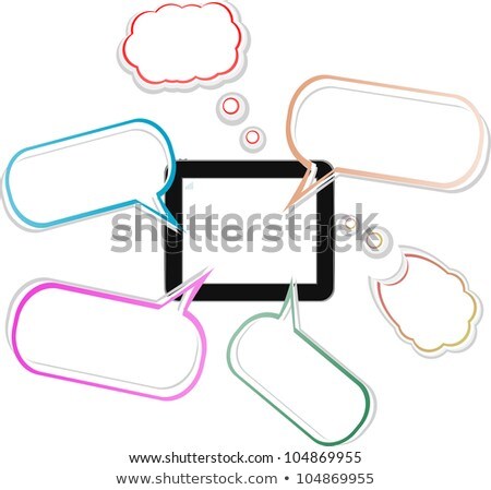 3d Touch Tablet Pc Model With Speech Bubbles Stockfoto © fotoscool