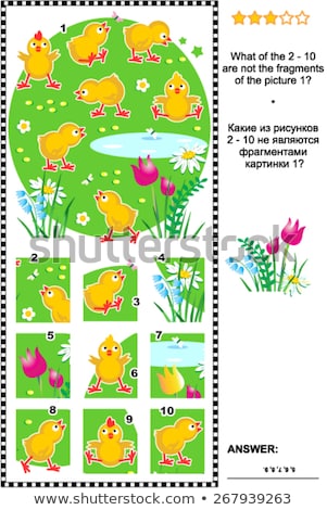 Spring Picture Puzzle With Cute Little Chicks Imagine de stoc © ratselmeister