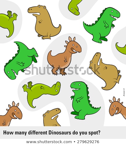 Stockfoto: Basic Counting Puzzle With Dinosaurs For Kids