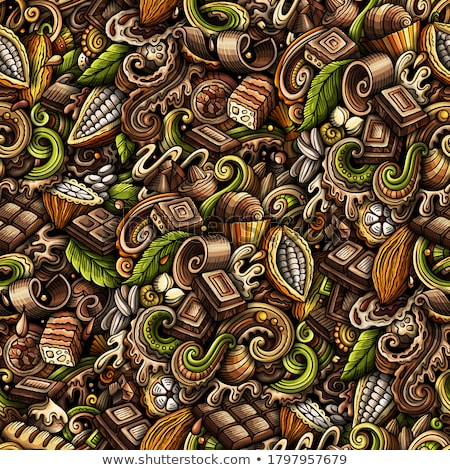 Chocolate Hand Drawn Doodles Seamless Pattern Cocoa Vector Illustration Stock photo © balabolka