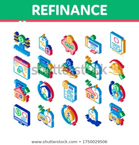 Refinance Financial Isometric Icons Set Vector Foto stock © pikepicture