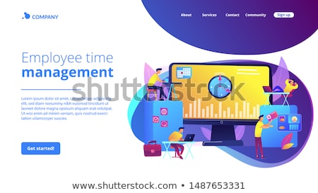 Stok fotoğraf: Time And Attendance Tracking System Concept Landing Page