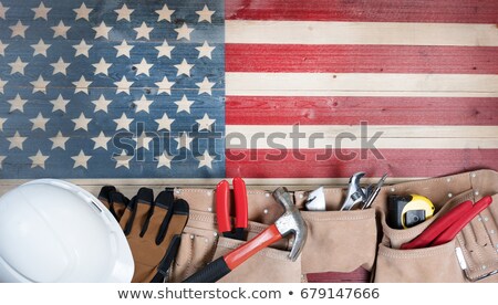 American Flag And Tools On Wooden Background ストックフォト © tab62