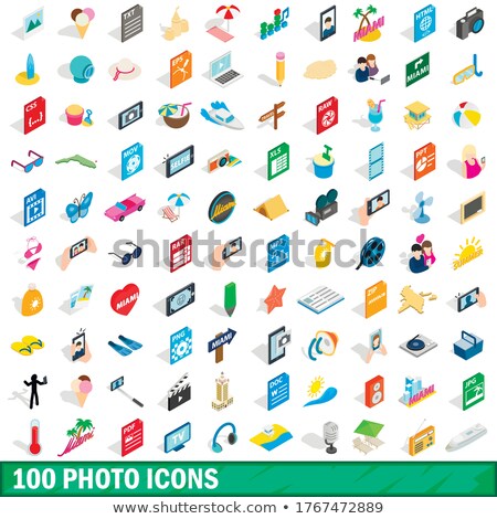 Foto stock: Studio Umbrella Icon In Isometric 3d Style