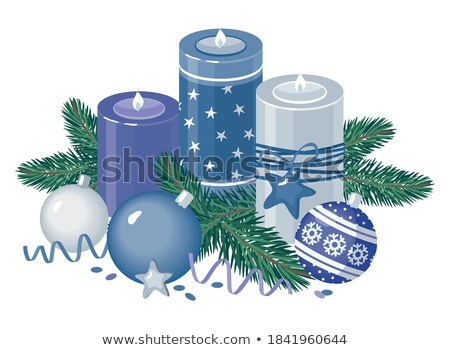 Stock photo: Christmas Candles And Fir Tree