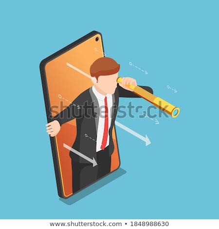 3d Businessman Coming Out Of Market Smartphone Zdjęcia stock © 3dmask
