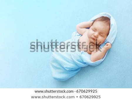 Stock photo: Baby On Blue Blanket