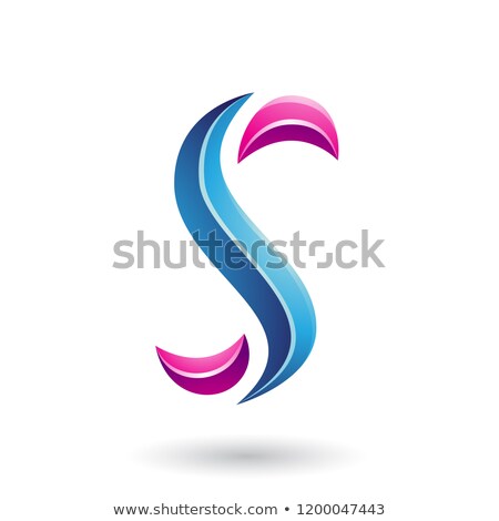 Stockfoto: Magenta Striped Snake Shaped Letter S Vector Illustration