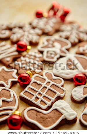 Stockfoto: Christmas Cookies Compostion On Table With Small Balls