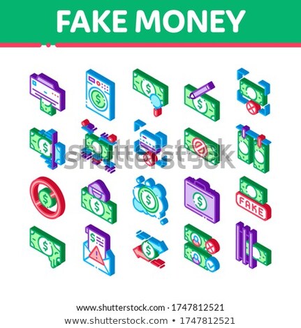 Fake Money Isometric Elements Icons Set Vector Foto stock © pikepicture