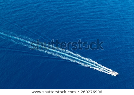 ストックフォト: Boat Surf Foam Aerial From Prop Wash In Blue Sea