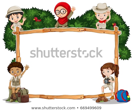 Stockfoto: Boy And Girl In Safari Outfit On White Background