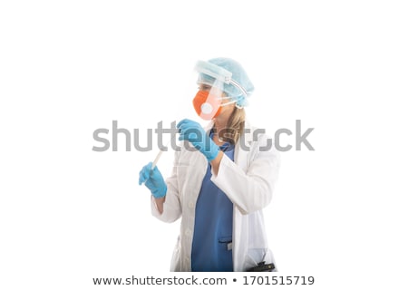 Foto stock: Doctor Nurse Or Pathologist Holding A Nose Throat Swab For Covid