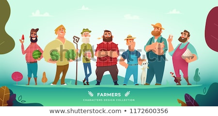 Zdjęcia stock: Set Of Funny Cartoon Farmer