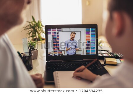 Zdjęcia stock: Father Helping His Children For Homework