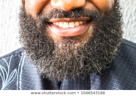 ストックフォト: Happy Fashion Man With Long Beard Laughing