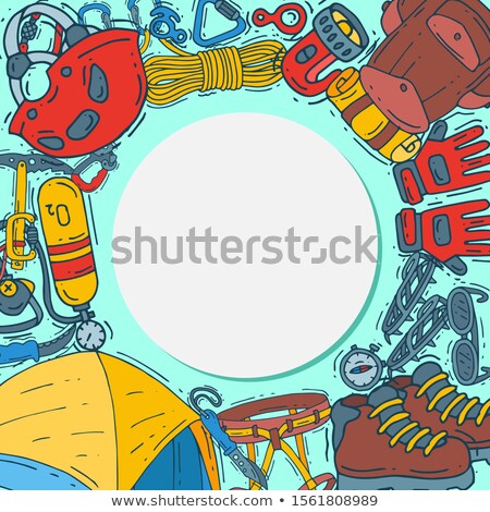 Foto stock: Vector Illustration Of Climbing Gear Icon With Text