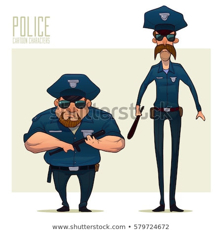 Foto d'archivio: Funny Policeman Isolated On The White