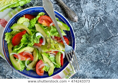 Stok fotoğraf: Tomato And Romaine Lettuce Leaf