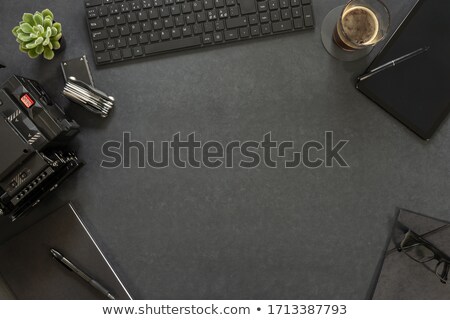 Zdjęcia stock: Overhead View Of Digital Tablet With Diary And Eyeglasses On Table