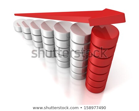 Foto stock: Red Arrow On White Stair