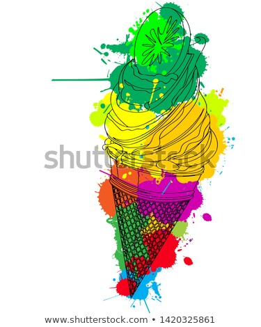 Stock foto: Kiwi Fruit Outline Isolated Over Black