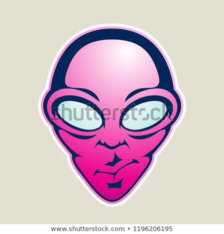 Foto stock: Magenta Alien Head Cartoon Icon Vector Illustration