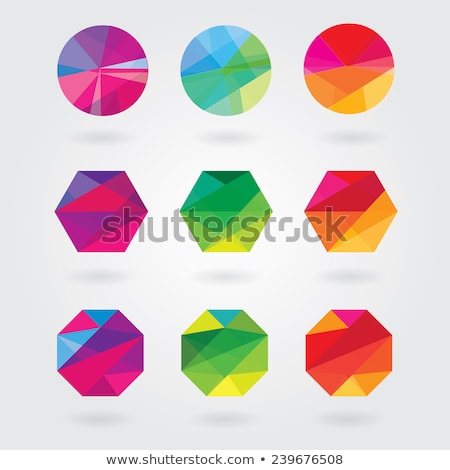 Сток-фото: Blue Orange Octagon Logo Icon Vector Abstract