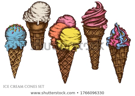 Foto stock: Color Assortment Frozen Ice Cream Set Vintage Vector