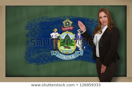 Teacher Showing Flag Ofmaine On Blackboard For Presentation Mark [[stock_photo]] © vepar5