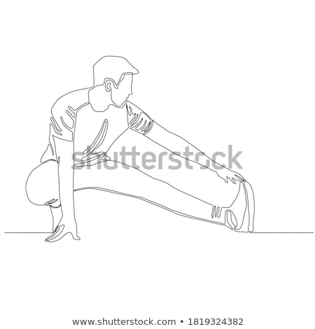 Stock photo: The Young Man Stretches Muscles Of Left Leg
