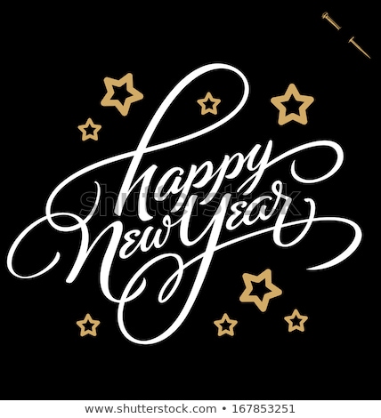 Stock fotó: Happy New Year Hand Lettering Vector Eps8