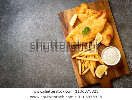Stock fotó: Crispy Fish And Chips Tartar Sauce British Food