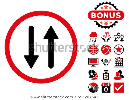 Stock photo: Arrows Exchange Vertical Flat Intensive Red And Black Colors Rounded Button