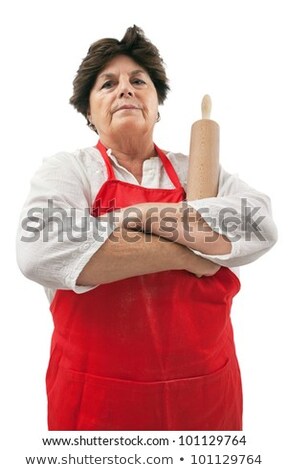 Stock photo: Angry Grandmother With Rolling Pin